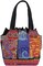 Laurel Burch Medium Tote Zipper Top 12"X3.5"X8.5"-Tres Gatos - Red, Orange & Blue